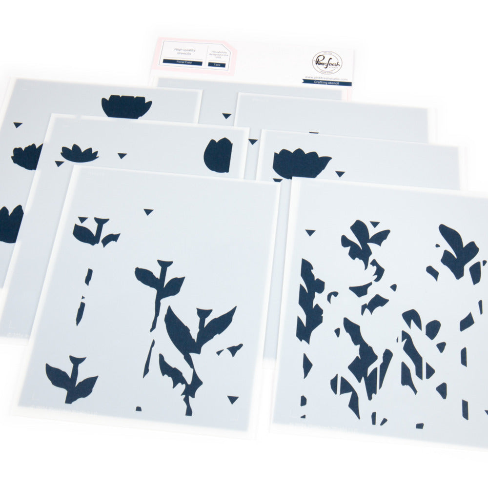 Pinkfresh Studio, Die and Stencil Bundle, Floral Field