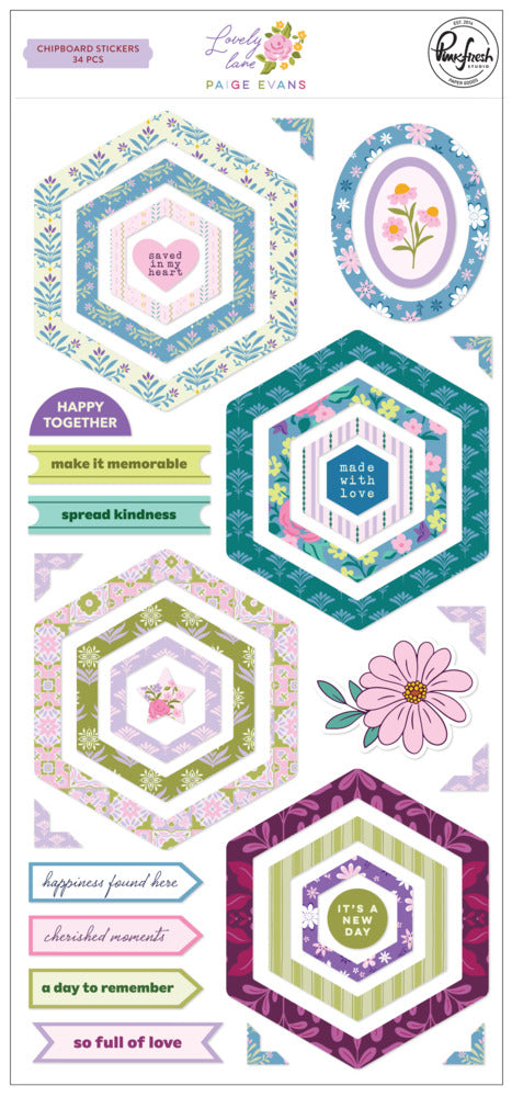Pink Fresh , Paige Evans, Chipboard Stickers, Lovely Lane Pre-order