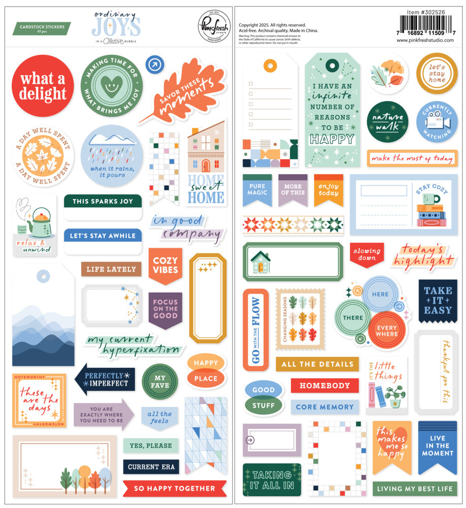 Pinkfresh Studio, Cardstock Stickers, Ordinary Joys