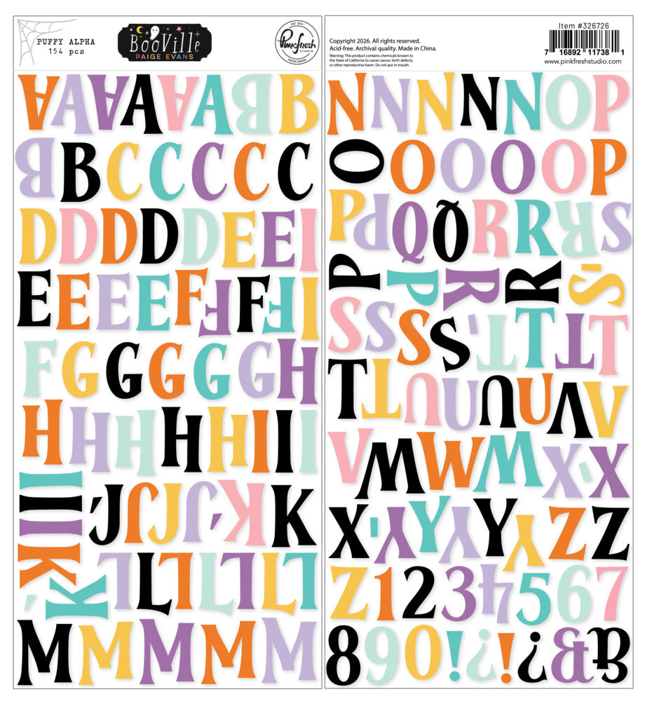Pink Fresh Studio, Puffy Alpha Stickers, BooVille Pre-order