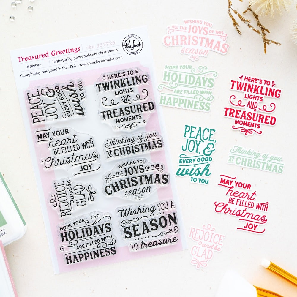 Pinkfresh Studio, Stamp, Treasured Greetings