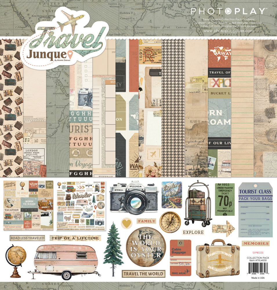 Photoplay Paper, 12X12 Collection Pack, Travel Junque