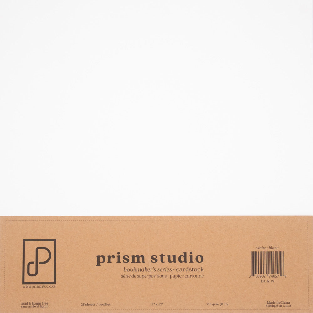 Prism Studio Bookmaker's Series 12x12 Cardstock Pack, 25 sheets, White