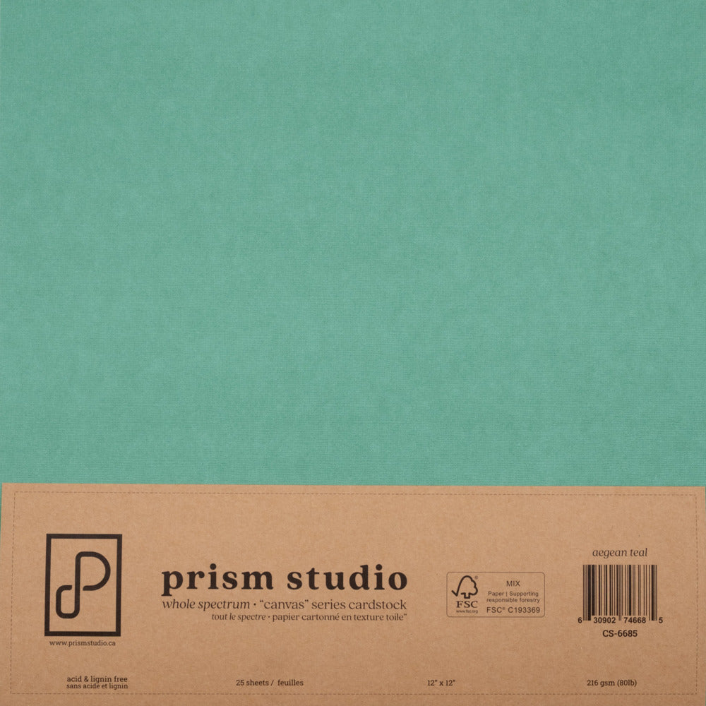 Prism Studio, 12X12 Whole Spectrum "Canvas" Series Textured Cardstock, Aegean Teal