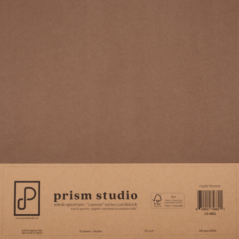 Prism Studio, 12X12 Whole Spectrum "Canvas" Series Textured Cardstock, Rustic Brown