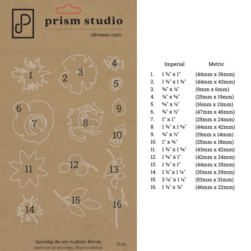 Prism Studio, Chroma-Cuts, Layering Die Set: Realistic Florals