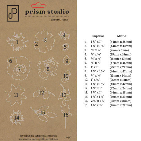 Prism Studio, Chroma-Cuts, Layering Die Set: Realistic Florals