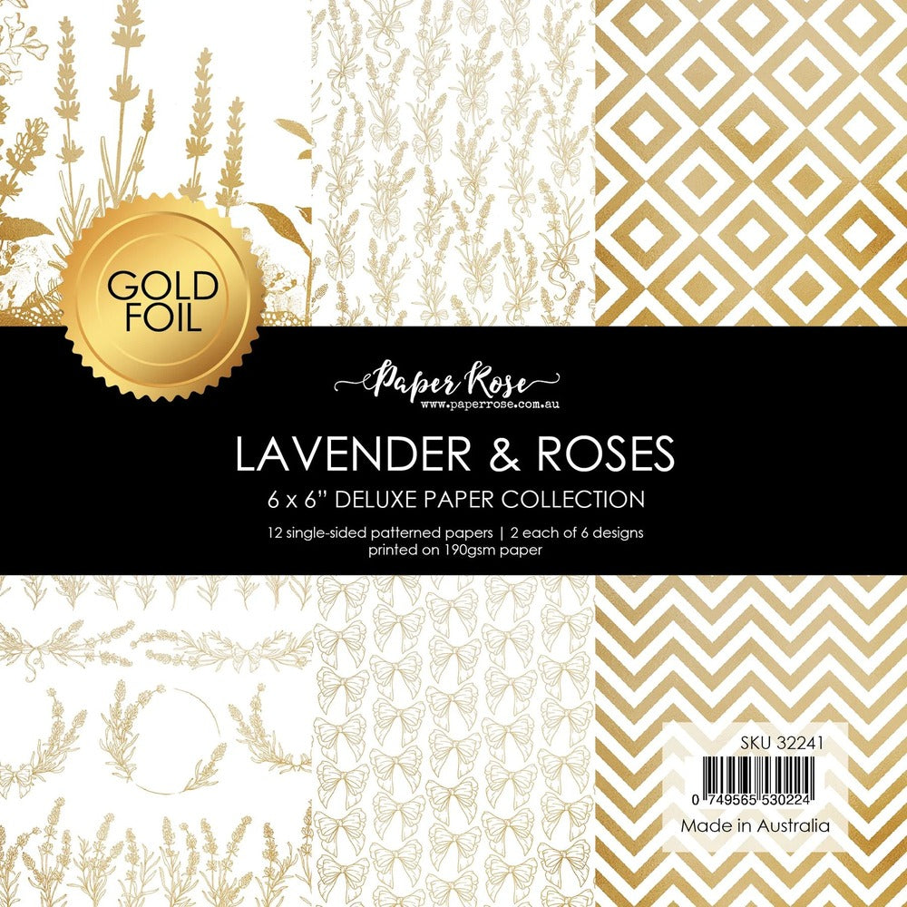 Paper Rose Lavender & Roses; 6 x 6 pad, Gold Foil