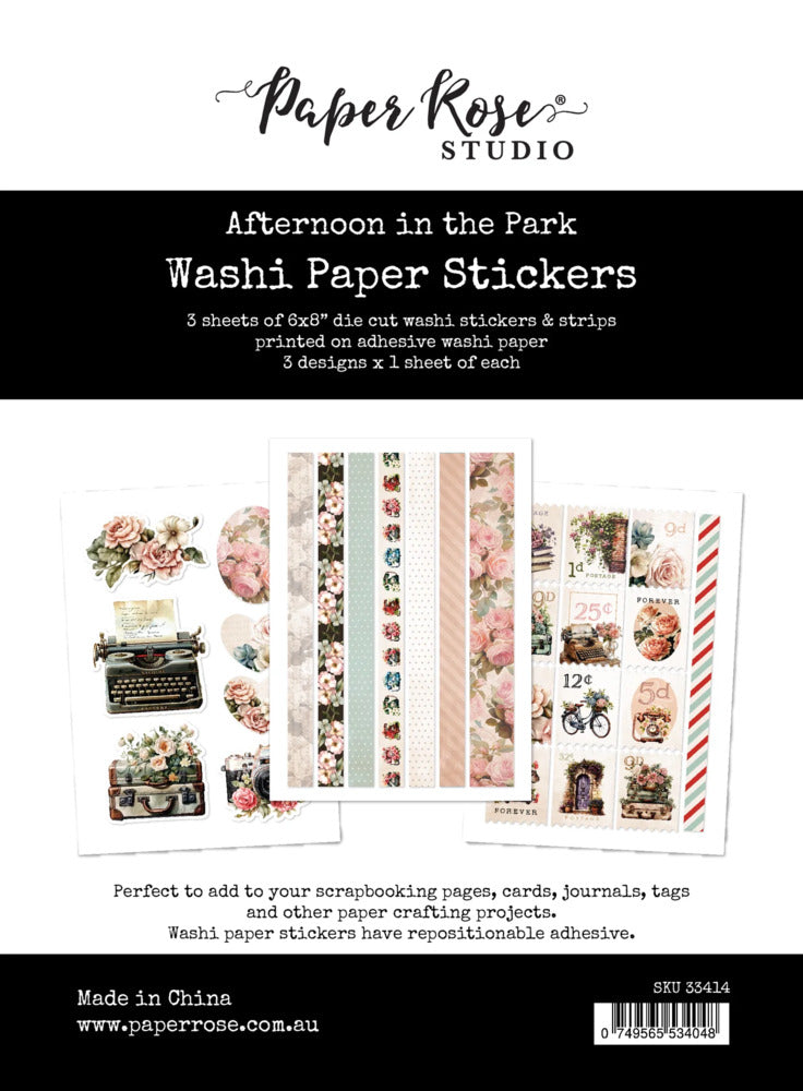 Paper Rose, 6X8 Washi Paper Sticker Pack, Afternoon in the Park Pre-order