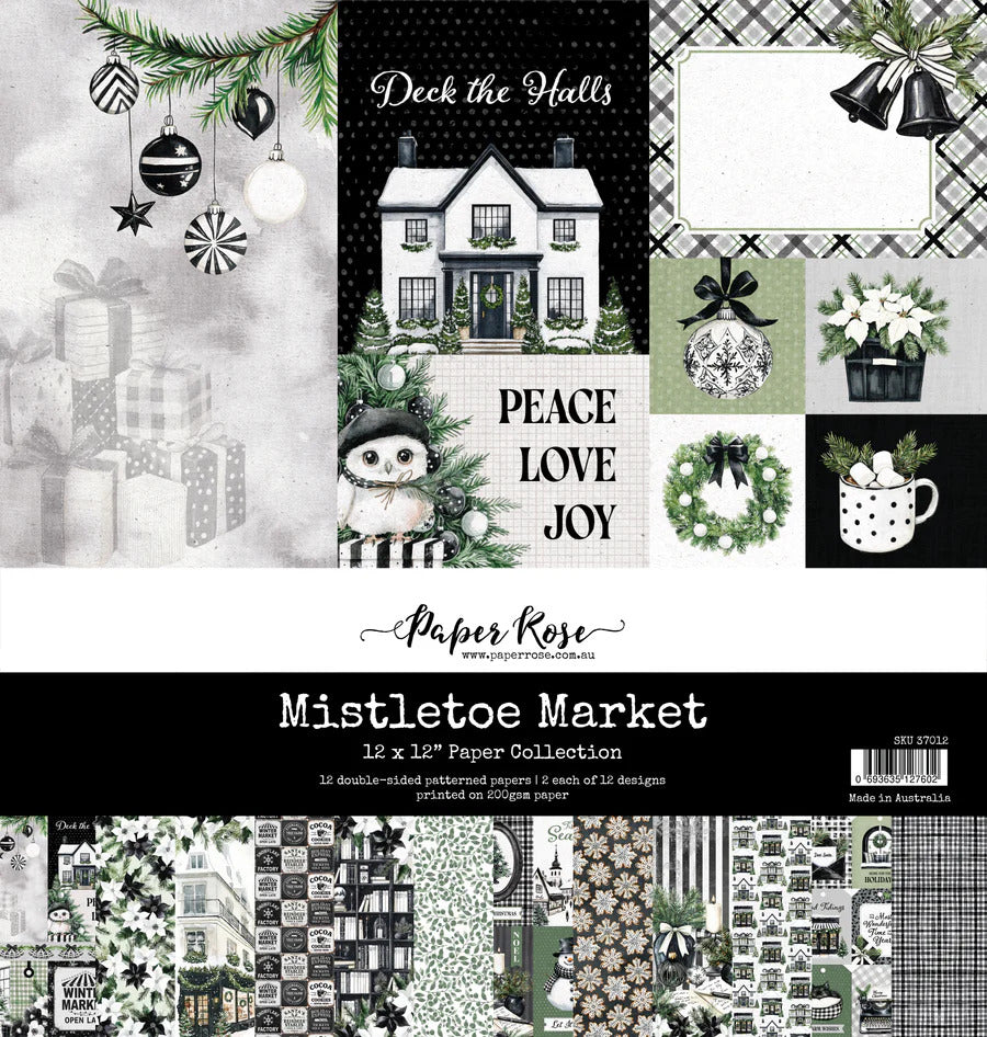 Paper Rose, 12X12 Paper Collection, Mistletoe Market