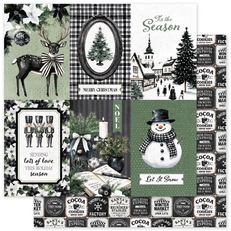 Paper Rose, 12X12 Patterned Paper, Mistletoe Market C