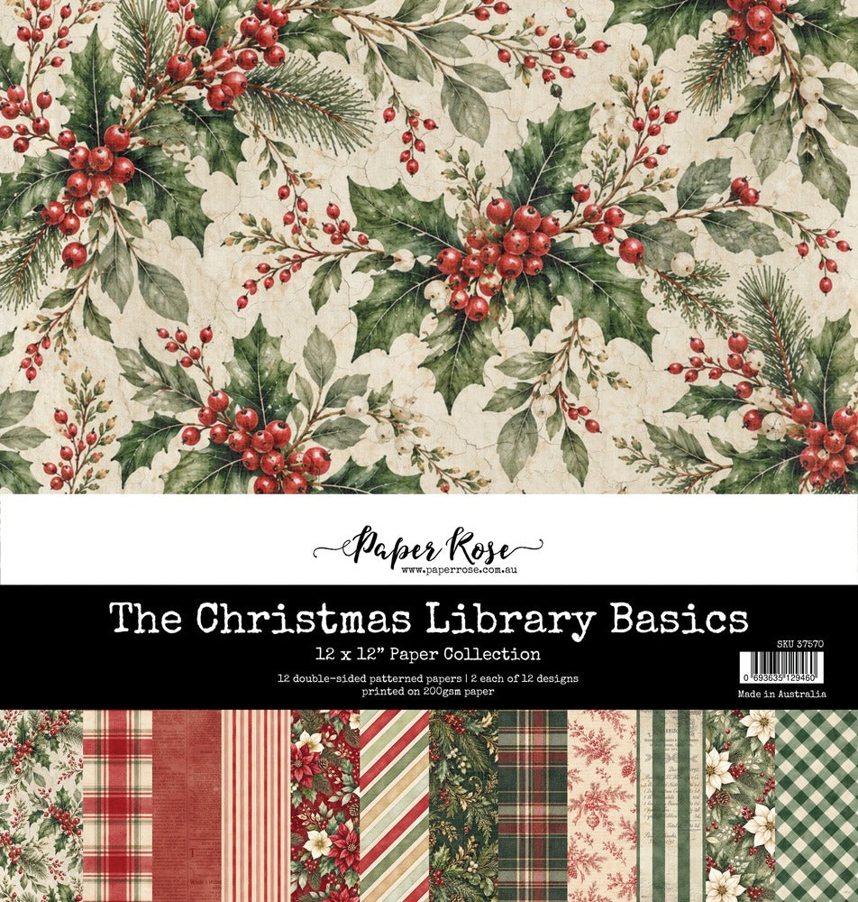 Paper Rose, 12X12 Paper Collection, The Christmas Library Basics Pre-order