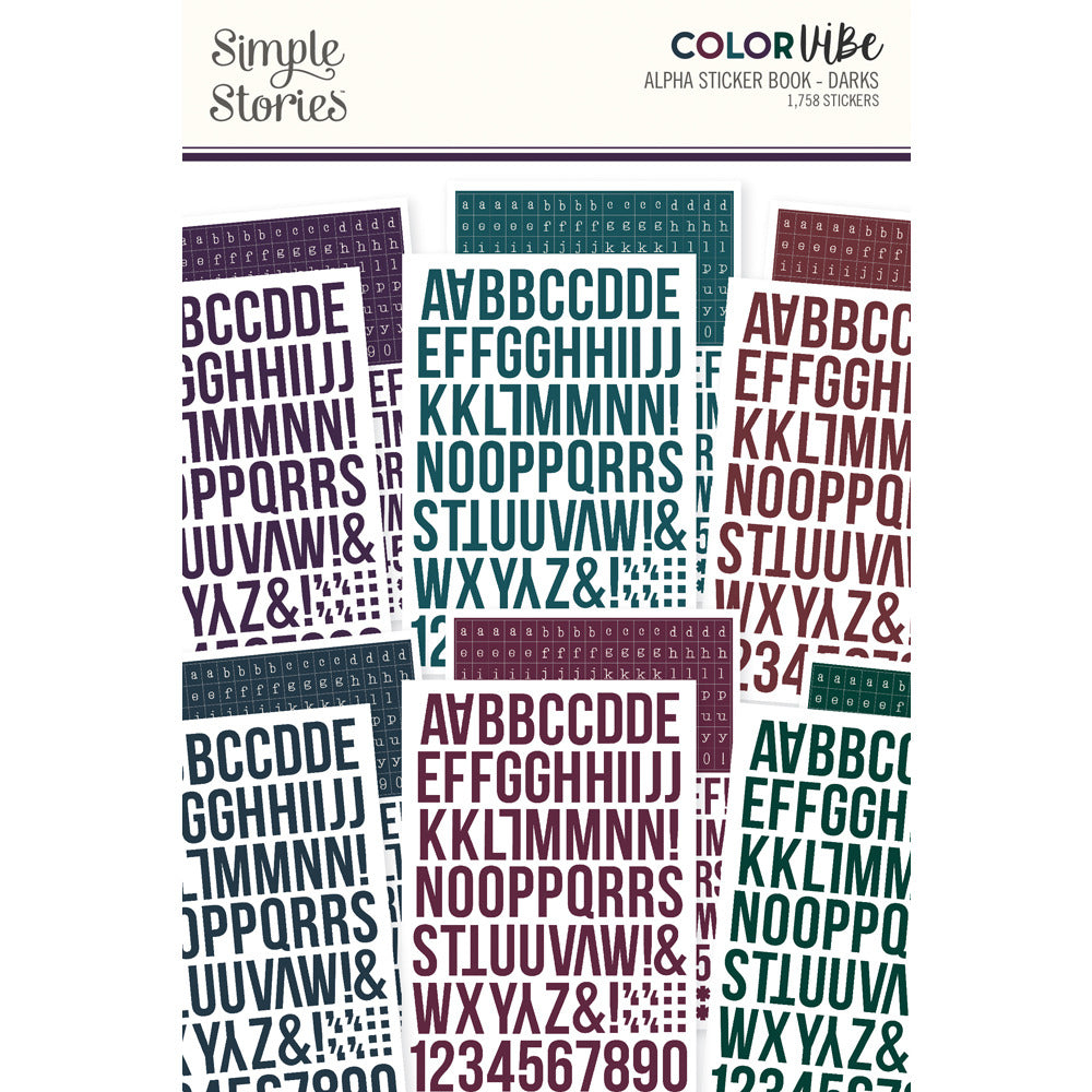 Simple Stories Color Vibe Alpha sticker book - Dark Colors