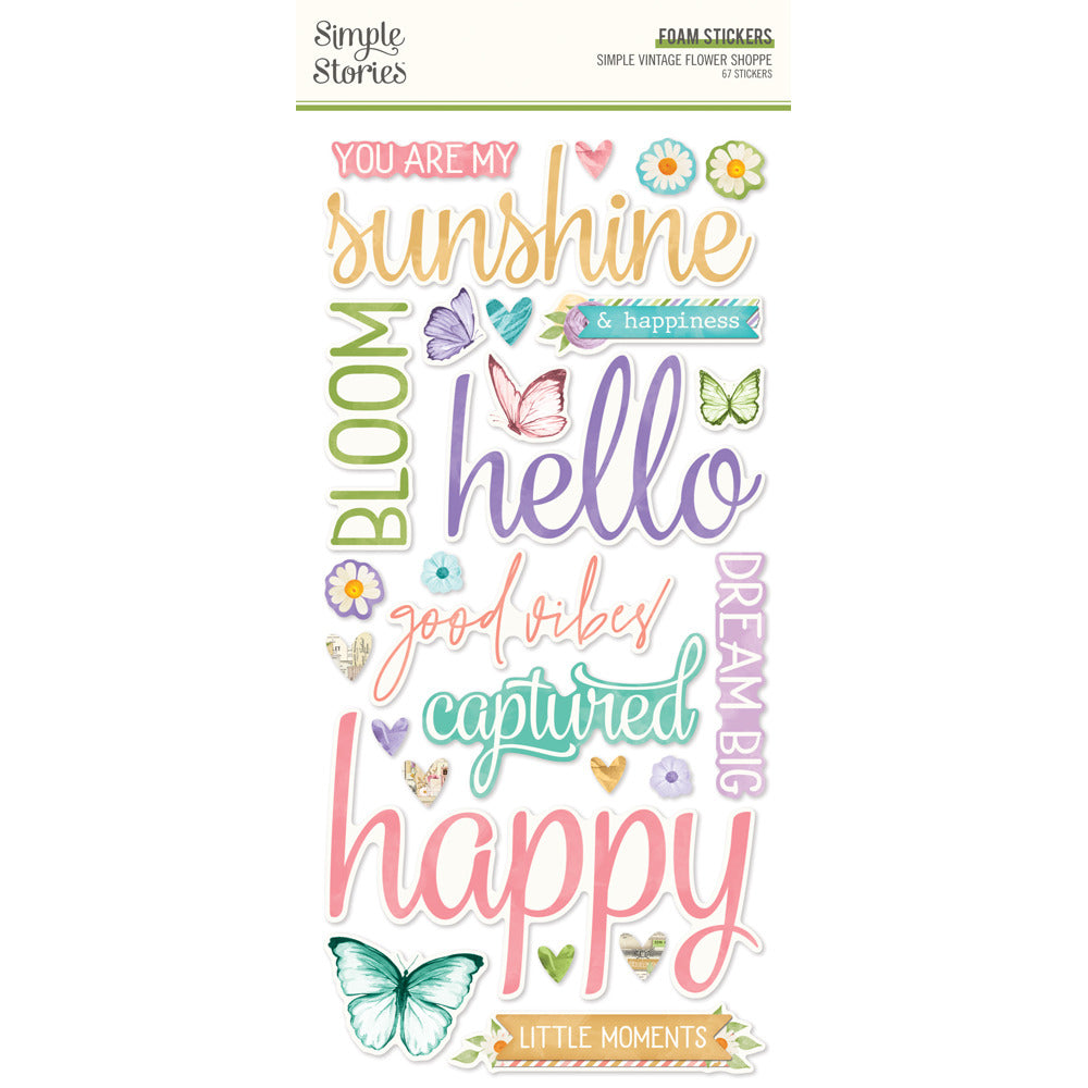 Simply Stories, Foam Stickers, Simple Vintage Flower Shoppe