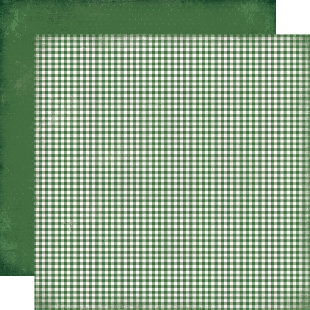 Simple Stories, 12X12 Vintage Basics Paper, Simple Vintage Believe - Evergreen Gingham