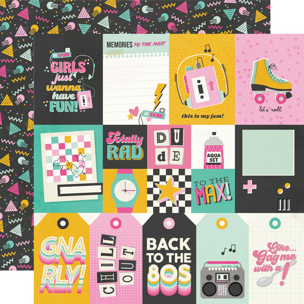 Simple Stories, 12X12 Patterned Paper, Totally 80's - Elements 1