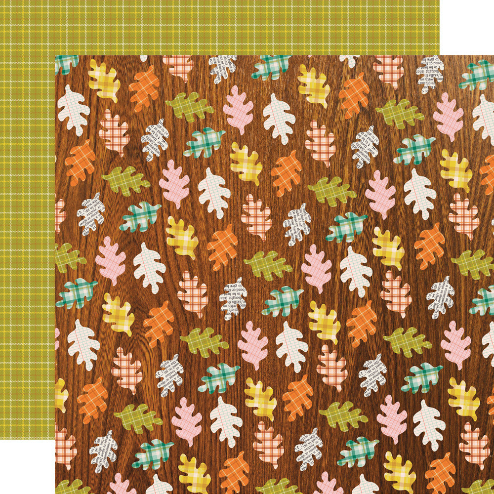 Simple Stories, 12x12 Patterned Paper, Pumpkins & Plaid, Collecting Leaves