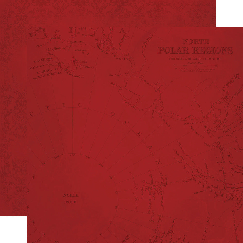 Simple Stories, 12X12 Patterned Paper, Simple Vintage Old-Fashioned Christmas - Currant