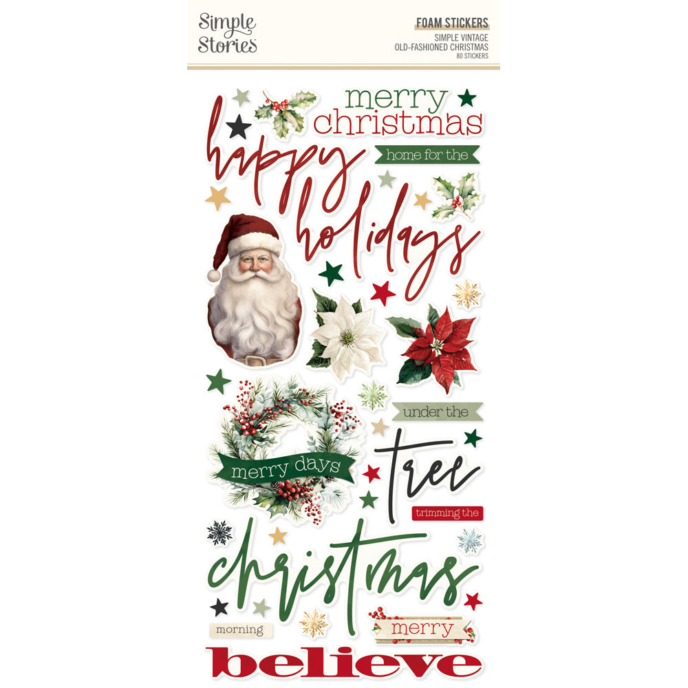 Simple Stories, Foam Stickers, Simple Vintage Old-Fashioned Christmas