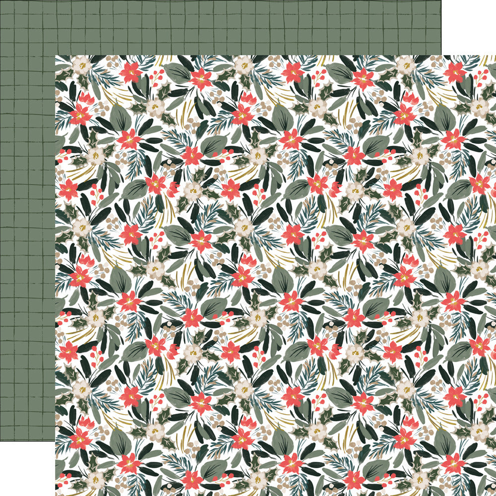 Simple Stories, 12X12 Patterned Paper, Mistletoe & Holly - Mistletoe Memories