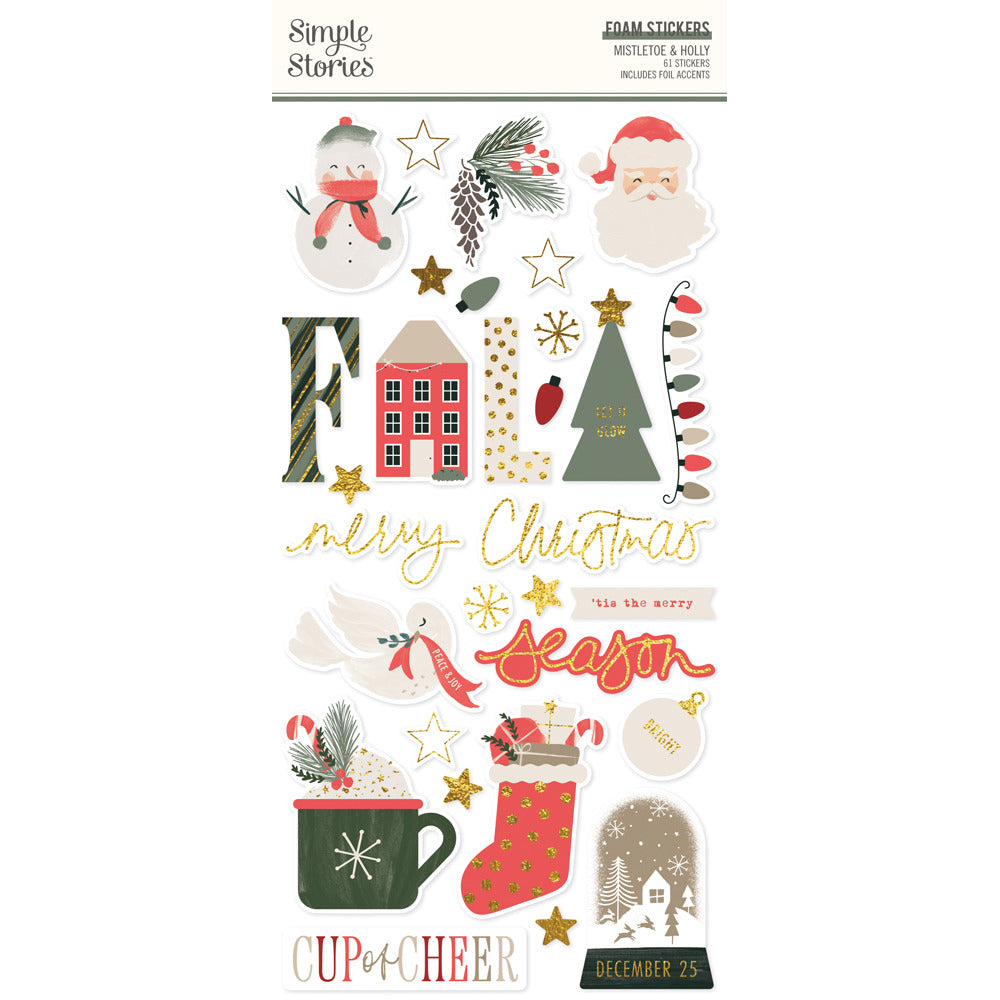Simple Stories, Foam Stickers, Mistletoe & Holly
