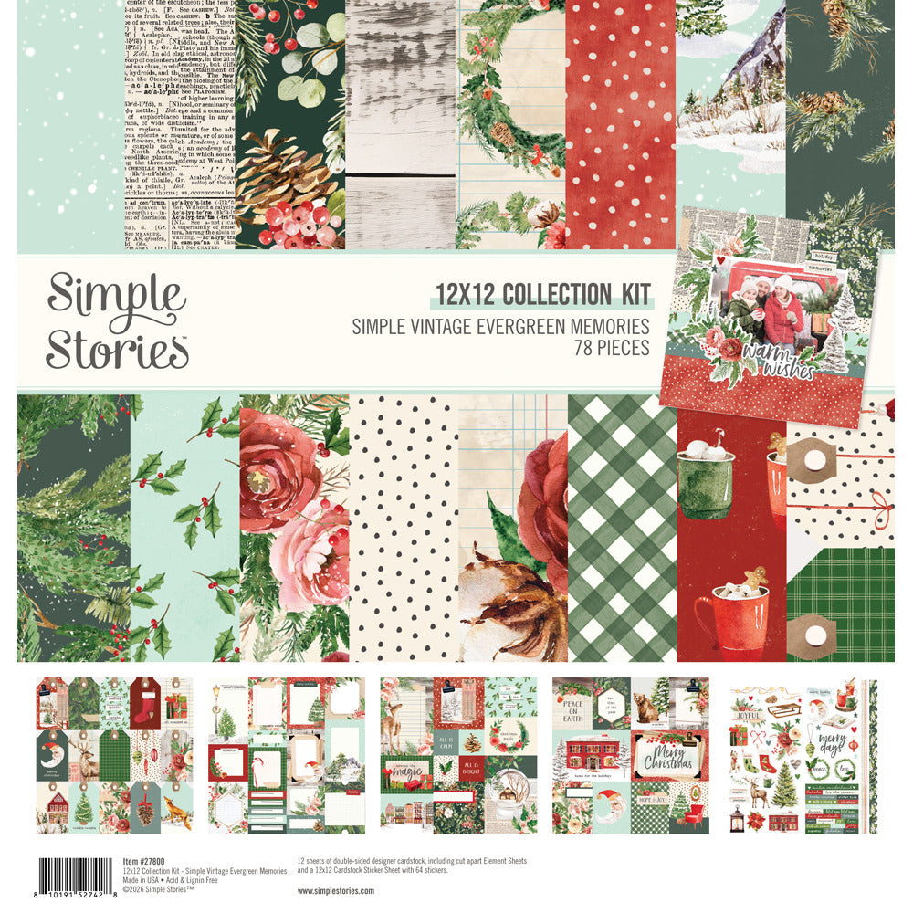 Simple Stories, 12X12 Collection Kit, Simple Vintage Evergreen Memories