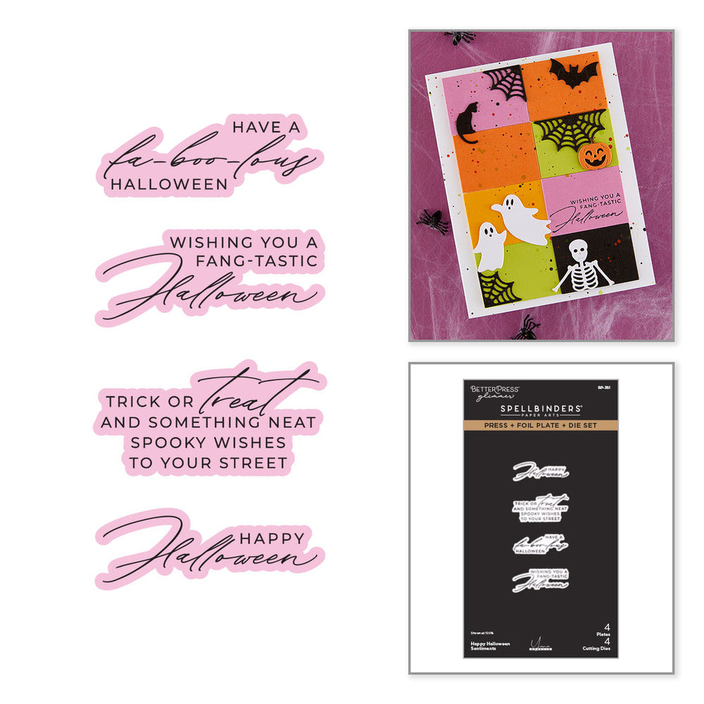 Spellbinders, Press + Foil Plate & Die Set, Happy Halloween Sentiments Pre-order