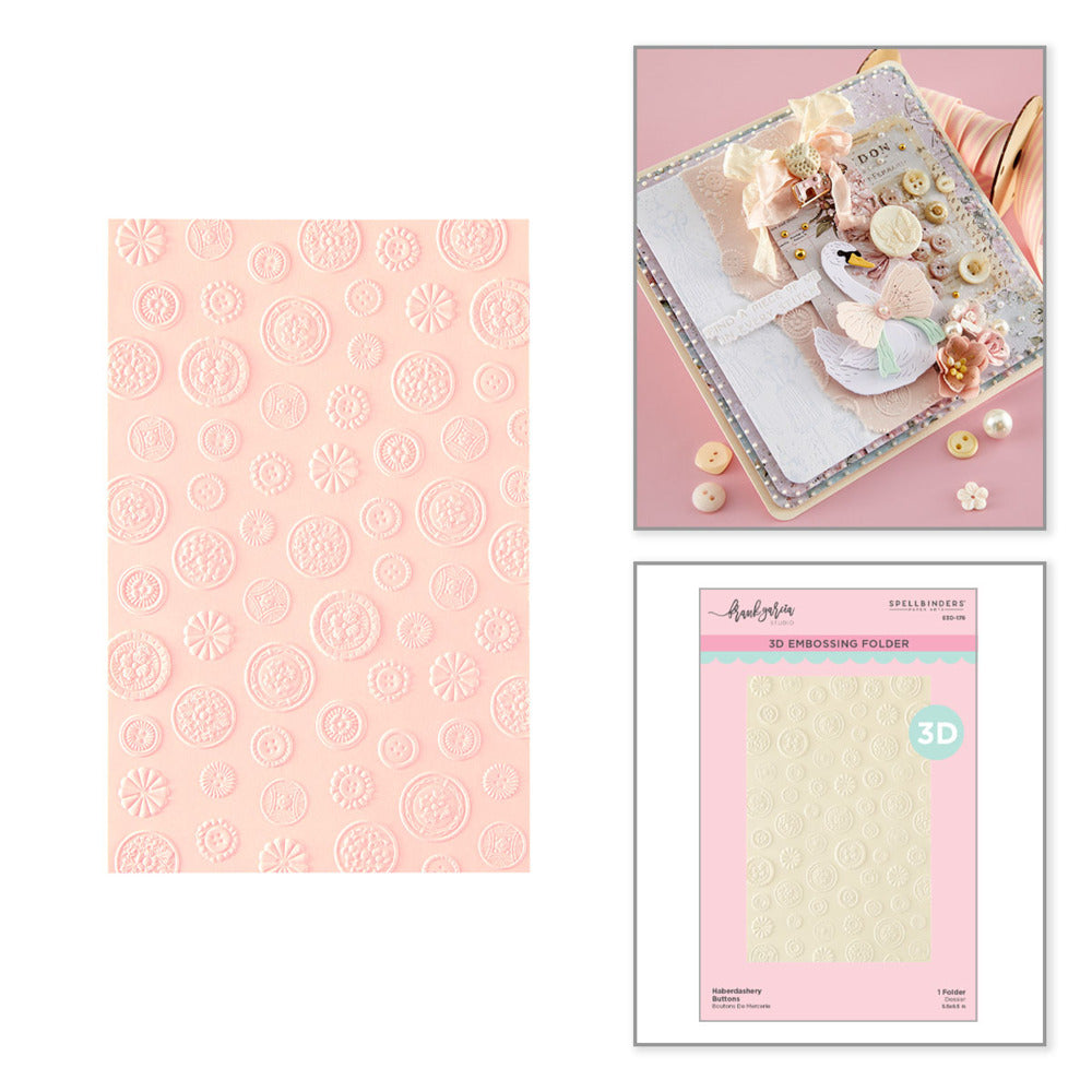 Spellbinders, 3D Embossing Folder, Haberdashery Buttons Pre-order