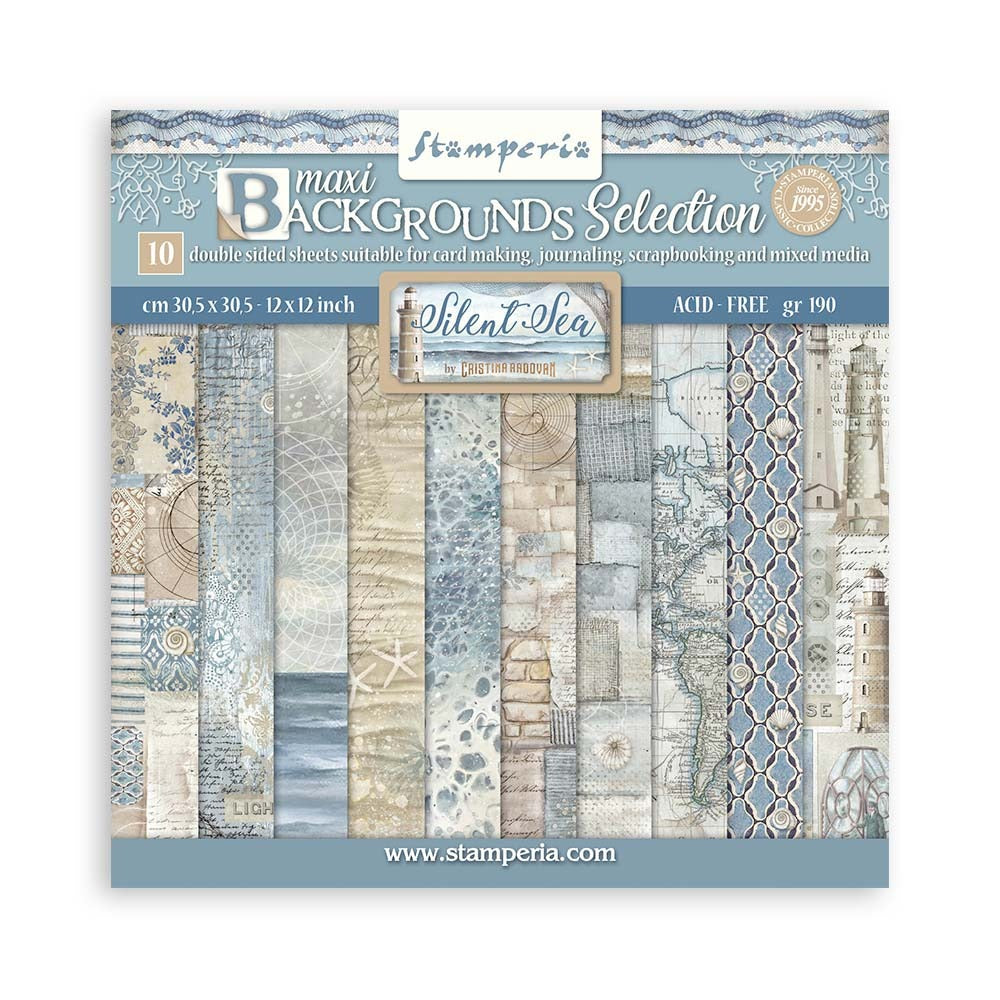 Stamperia, Silent Sea 12x12, Maxi Backgrounds Paper pad