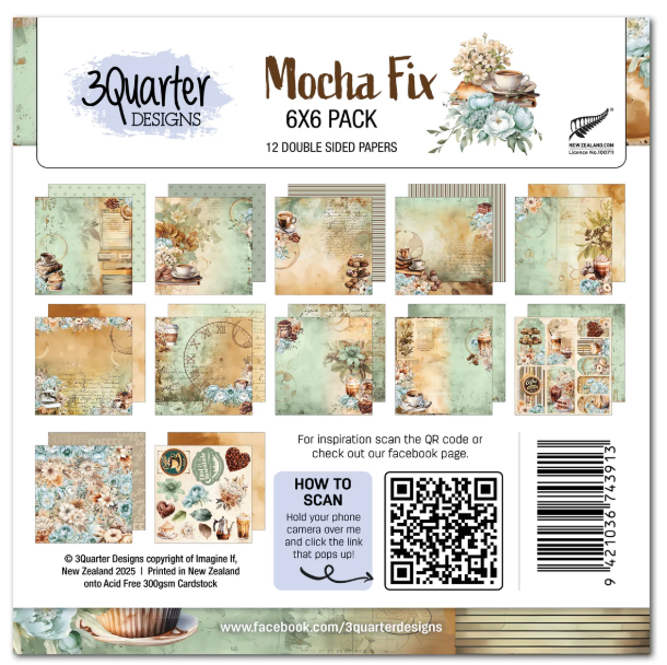 3 Quarter Designs, 6x6 Paper Pack, Mocha Fix