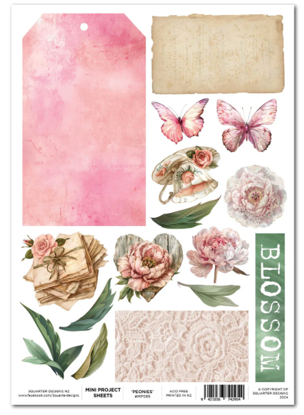 3 Quarter Designs, Mini Project Sheets, Peonies