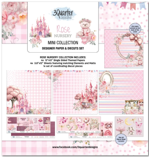 3 Quarter Designs, 12x12 Mini Collection, Rose Nursery