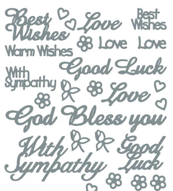 Hunkydory, Peel Offs, Warm Wishes, Silver