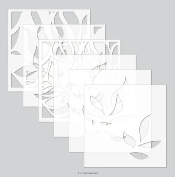 Concord & 9th, Kristina Werner, Clear Stamp & Stencil,  Long Line Leaves