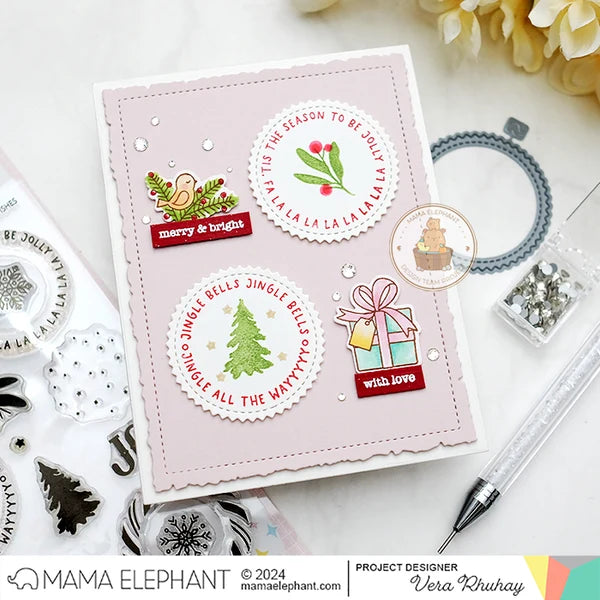 Mama Elephant, Round Tag Wishes Stamp