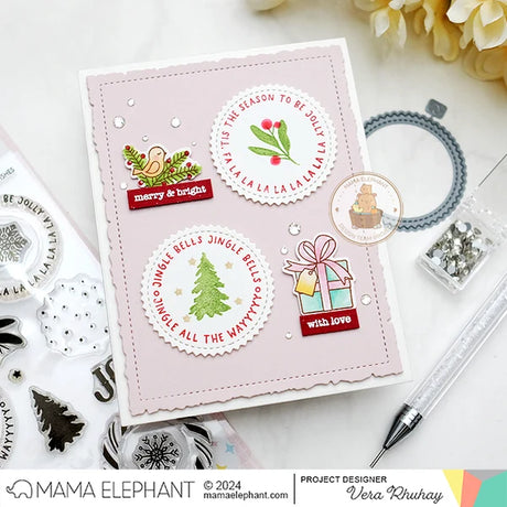 Mama Elephant, Round Tag Wishes Stamp