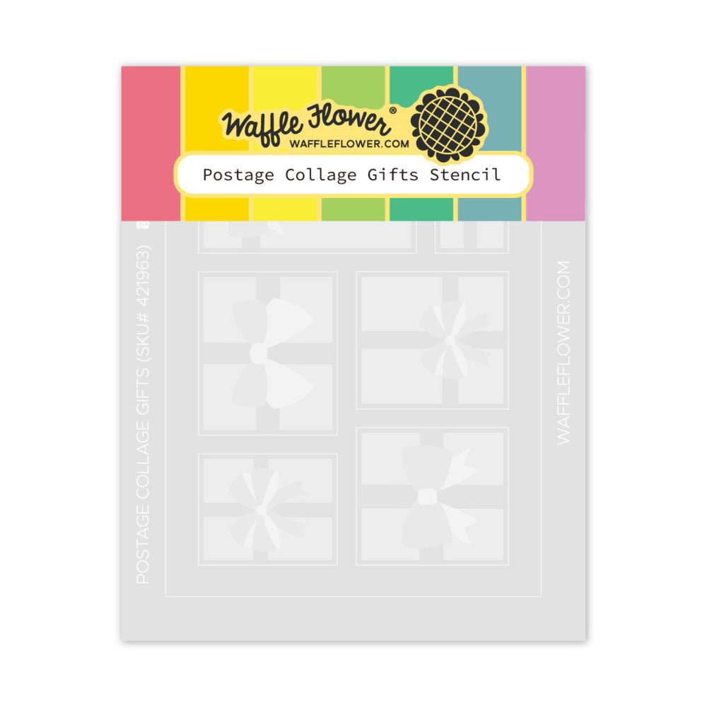Waffle Flower, Stencil, Postage Collage Gifts