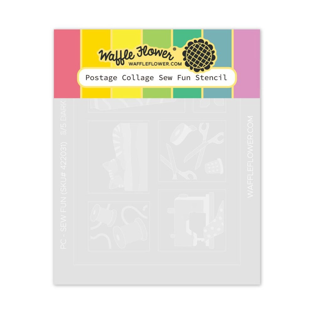 Waffle Flowew, Stencil, Postage Collage Sew Fun Pre-order
