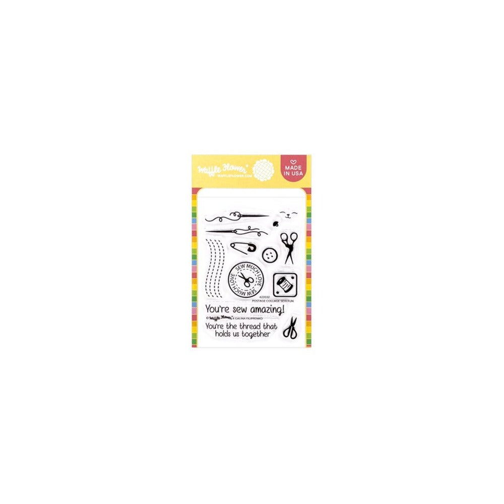 Waffle Flower, Clear Stamp, Postage Collage Sew Fun Pre-order