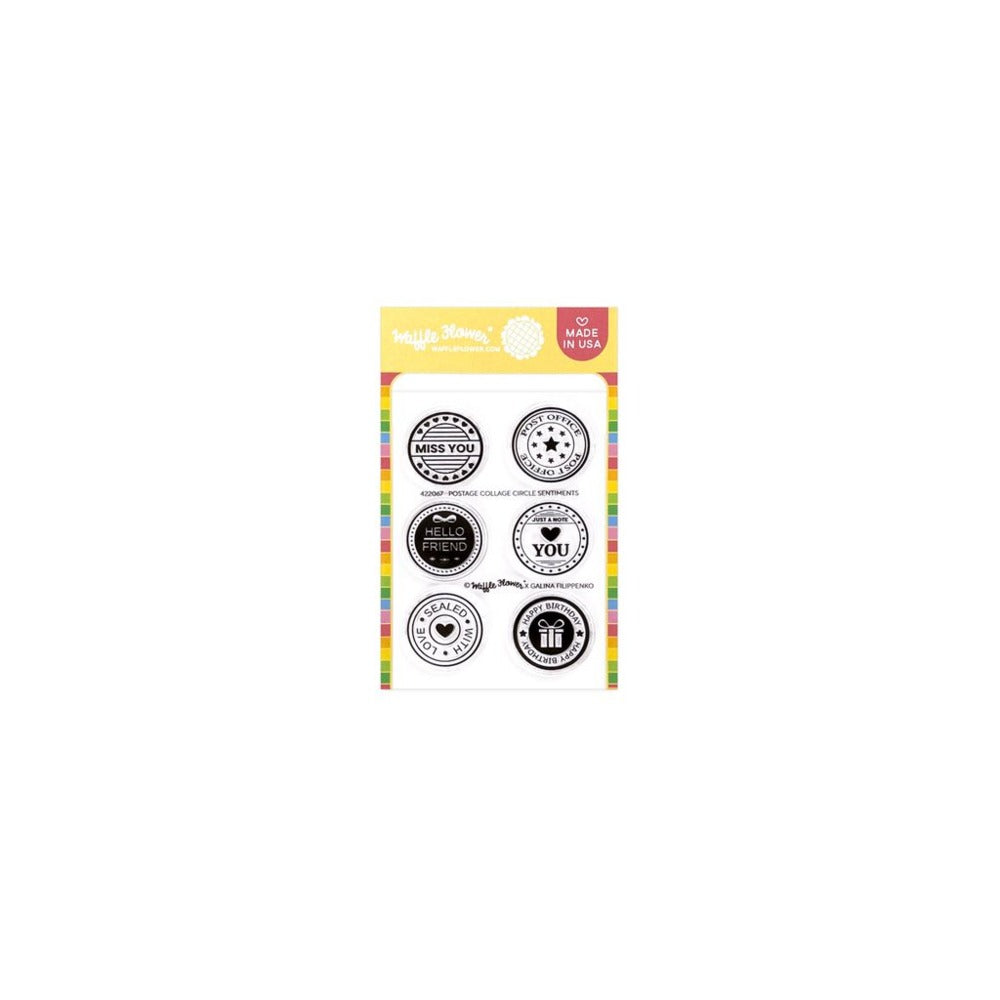 Waffle Flower, Clear Stamp, Postage Collage Circle Sentiments Pre-order