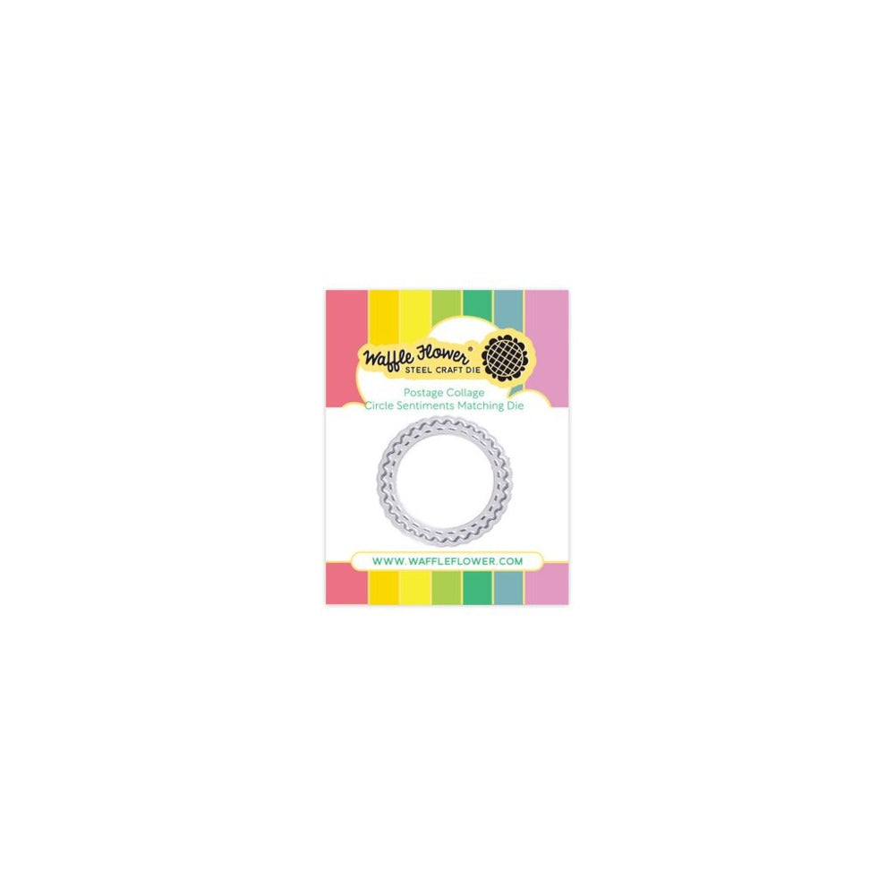 Waffle Flower, Die, Postage Collage Circle Sentiments Pre-order
