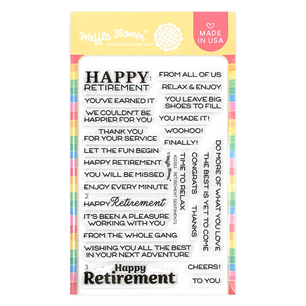 Waffle Flower, Clear Stamp, Retirement Sentiments