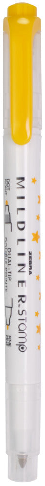 Zebra, Mildliner Dual-Tip Stamp Marker, Star Shape - Gold