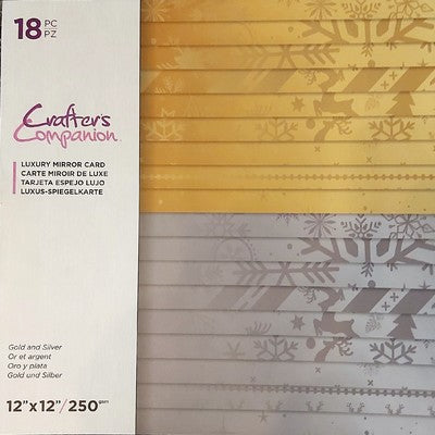 Crafter's Companion Luxury Mirror Cards 12x12 paper pack - Gold &Silver