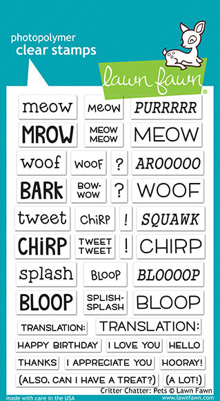 Lawn Fawn, Critter Chatter Pets Clear Stamp q