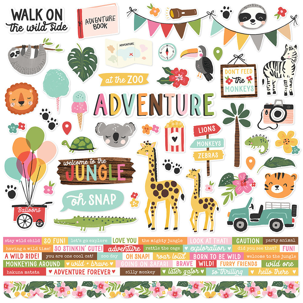 Simple Stories , Into the Wild, 12x12 Sticker Sheet