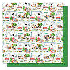 Photoplay, Go Outside and Play - 12x12 patterned paper - Grass Stains