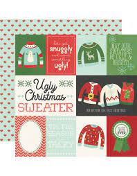 Simple Stories, Ugly Christmas Sweater 12x12 paper - Element Cards