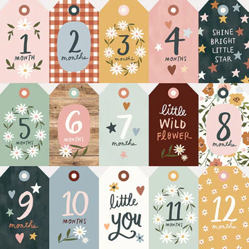 Simple Stories, Boho Baby, Tags 12x12 Patterned Paper